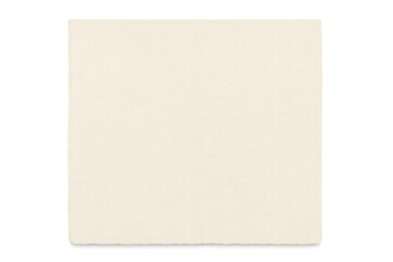 Torn beige paper sheet with ragged edges, showcasing blank textured surface against transparent background, ready for graphic design placement