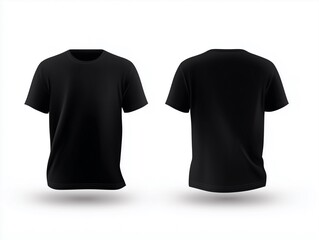 black tshirt mockup front and back views on white background vector template for apparel
