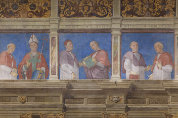 Fresco depicting bishops in the Diocesan Museum of Padua, Italy, painted by Bartolomeo Montagnana,...