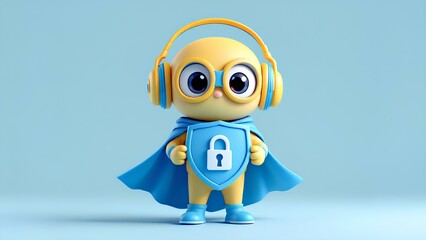 Cute Boy Superhero Mascot for Children's Internet Safety and Parental Controls