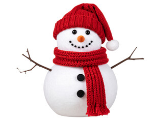  Firefly_Snowman with red hat and scarf isolated on white transparent background,