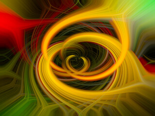 abstract fractal background. horizontal heart shape green charm enclosed by dark frame. colorful, fantasy light fiber shape. Twirl effect, Valentines, Twirl effect, flow, direction,, green, red, orang