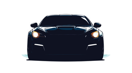 Flat Vector Silhouette of Front View Car Transportation