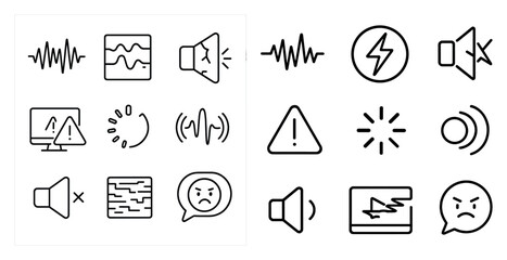 Set of icons for various audio and video controls. The icons include a microphone, a speaker, a volume control, and a play/pause button