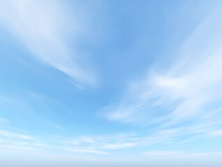 Clear blue sky with soft wispy cirrus clouds, ultra-wide view.