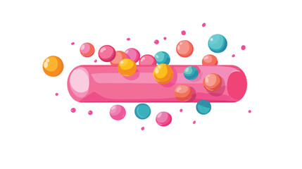 Colorful Bubble Gum Tube Flat Vector Illustration Center