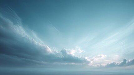 Clean dawn sky with light haze and soft morning light.