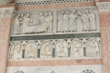 Marble relief with scenes from the life of Saint Martin and labors of the months, San Martino...