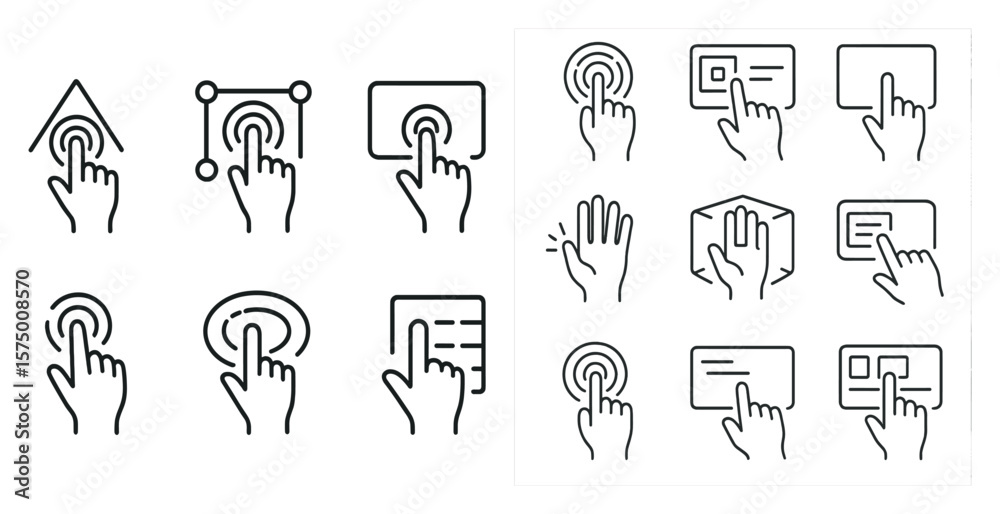 Poster set of icons for a computer mouse, including a click, a scroll, and a right click