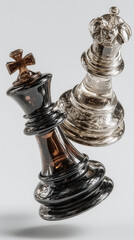 Premium chess pieces with a gravity-defying composition. This fabric image creates the illusion of weightlessness with its floating effect. Each piece is crafted to perfection, with no shadows or refl