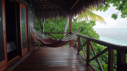 Tranquil Oceanfront Villa Surrounded by Lush Tropical Foliage and Serene Views of the Sea