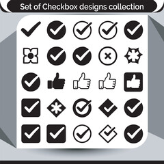 Variety of Checkbox Designs for Web and App Interfaces Elegant and Versatile Collection of Black and White Icons