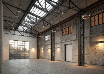 Fototapeta premium Industrial Studio with Concrete and Metal Elements