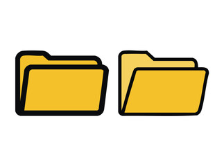 Two yellow folder icons with black outlines on a white background