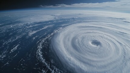 Magnificent Hurricane Formation Over Ocean with Swirling Clouds and Eye from Above