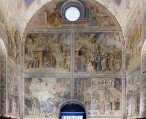 Fresco depicting scenes from the life of Christ on the entry wall of the Oratorio di San Giorgio,...