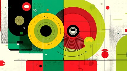Obraz premium the art composition features a flat design style with geometric shapes in vibrant colors