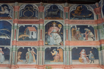 Part of the fresco cycle on the walls of the Palazzo della Ragione, Padua, Italy. The fresco...