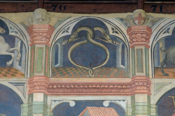 Part of the fresco cycle on the walls of the Palazzo della Ragione, Padua, Italy. The fresco...