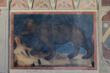 Part of the fresco cycle on the walls of the Palazzo della Ragione, Padua, Italy. The fresco...
