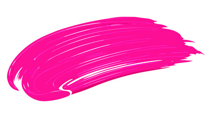 curved paint brush stroke hot pink magenta swooping arc crescent fluid gesture isolated on white background.