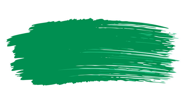 green paint brush stroke marker streak texture acrylic horizontal hand painted organic isolated on white background.