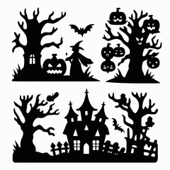 Halloween Black Silhouettes Vector Art Collection