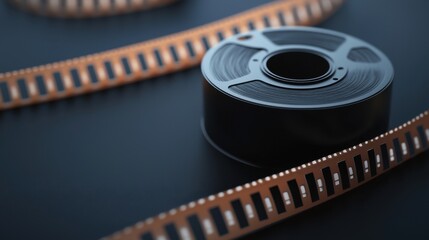 Macro SFilm Reel with Delicate Perforations Against a Dark Background