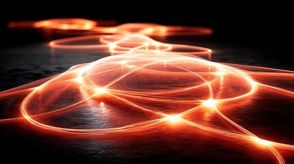 the image showcases a dynamic network of bright, glowing lines resembling pathways or connections