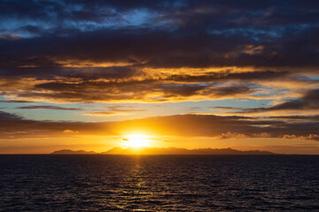 Sunrise over the island of Saint Martin in the Leeward Islands of the Lesser Antilles in the northeastern Caribbean.