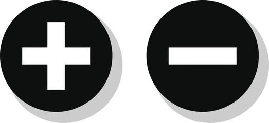 Fototapeta premium A simple illustration of a plus and minus sign in black circles on a white background