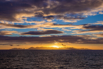 Sunrise over the island of Saint Martin in the Leeward Islands of the Lesser Antilles in the northeastern Caribbean.