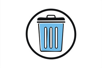 Simple Outline of a Light Blue Trash Can