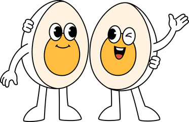 Boiled Egg Retro Cartoon Breakfast