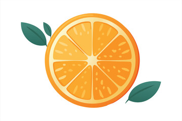 Orange Slice with Leaves, Orange Slice Illustration
