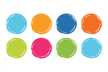 Colorful Brush Stroke Circles on White Background for Graphic Design Elements