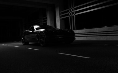 car on the road 3d illustration