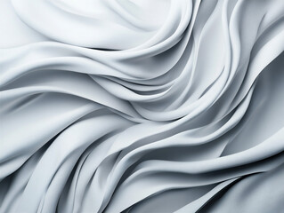 Soft, flowing abstract folds in white fabric captured in close-up. The scene highlights texture, light, and shadow in a minimalist composition.


