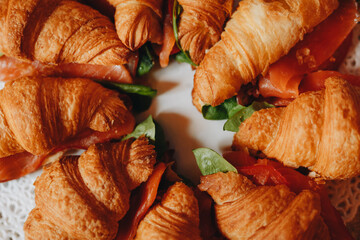 Circular Arrangement of Croissant Sandwiches