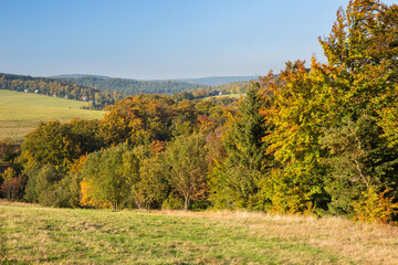 Autumn landscape in ore mountains in the Czech republic