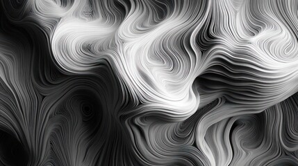 Abstract Black and White Swirling Lines Creating a Dynamic Visual Effect