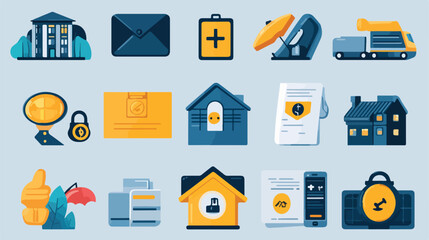 Insurance Icons Bundle Set Flat Vector Illustration