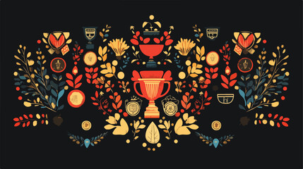 Assortment of Medals and Trophies Awards in Flat Vector Style