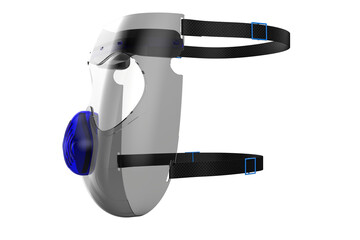 Advanced Face Shield with Respirator Mask: High-Res 3D Render of Medical-Grade Personal Protective Equipment (PPE) for Comprehensive Virus, COVID-19, and Respiratory Protection. Essential Safety Gear.