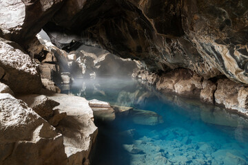 Grjotagja cave in myvatn area iceland