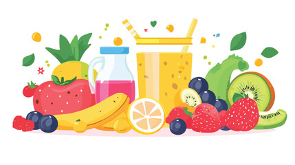 Fresh Food Breakfast Concept Flat Vector Illustration