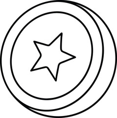 Circular emblem with a stylized star embossed on its surface