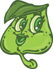 ANIMATED LEAF MASCOT OR CHARACTER LOOKING TO THE SIDE