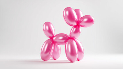 Fototapeta premium 風船犬のオブジェが白い背景で静かに佇むミニマルに