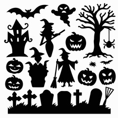 Halloween Black Silhouettes Vector Art Collection